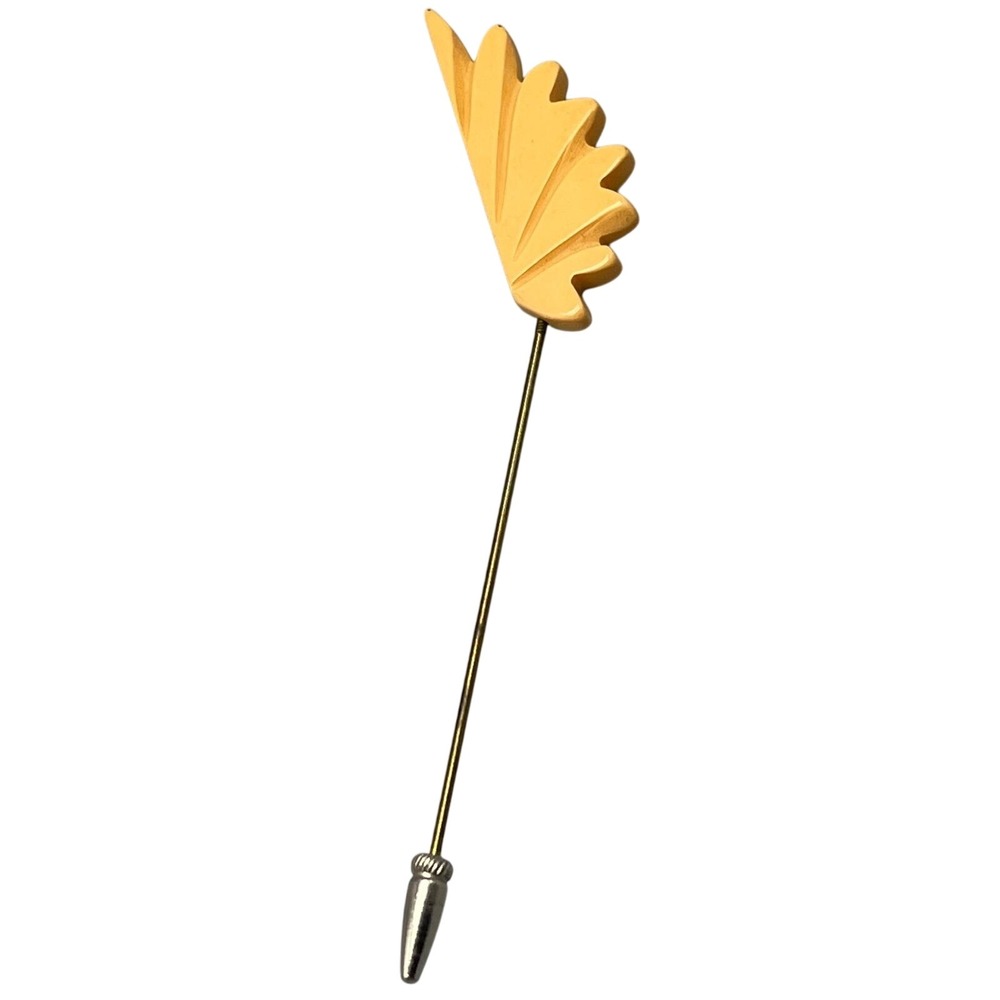 Vintage‎ Carved Bakelite Hat Lapel Pin carved geometric Art Deco